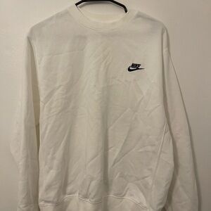 Nike White Crewneck Sweater Classic Comfort